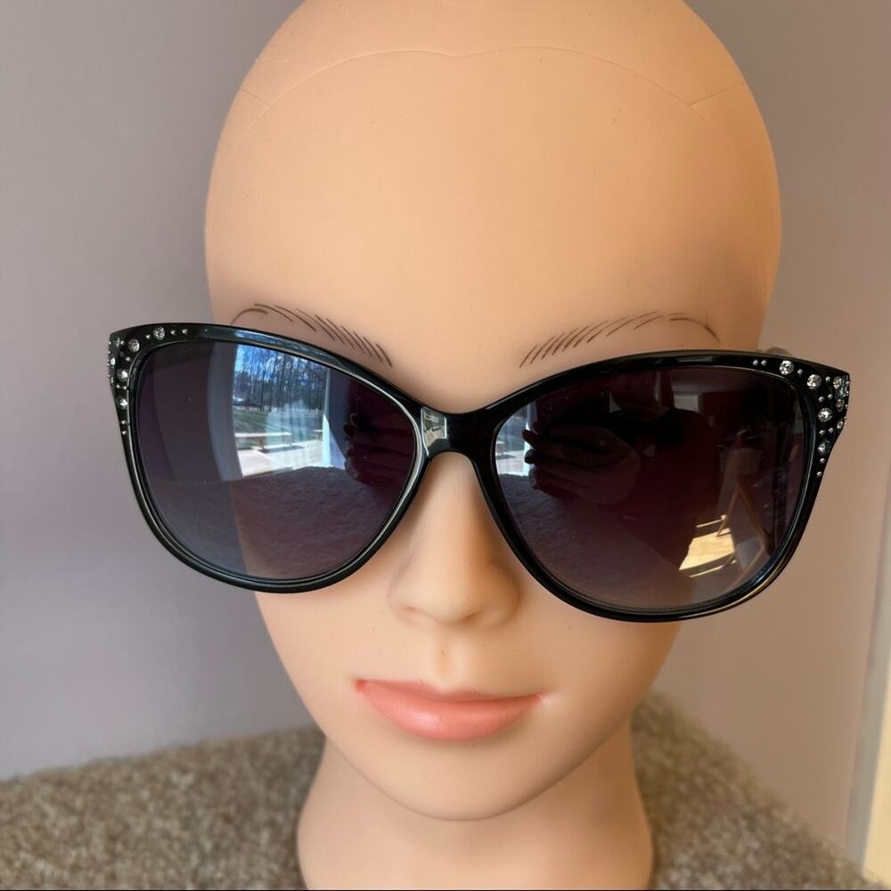 Panama Jack Club Rhinestone Sunglasses Black Turquoise Ombré